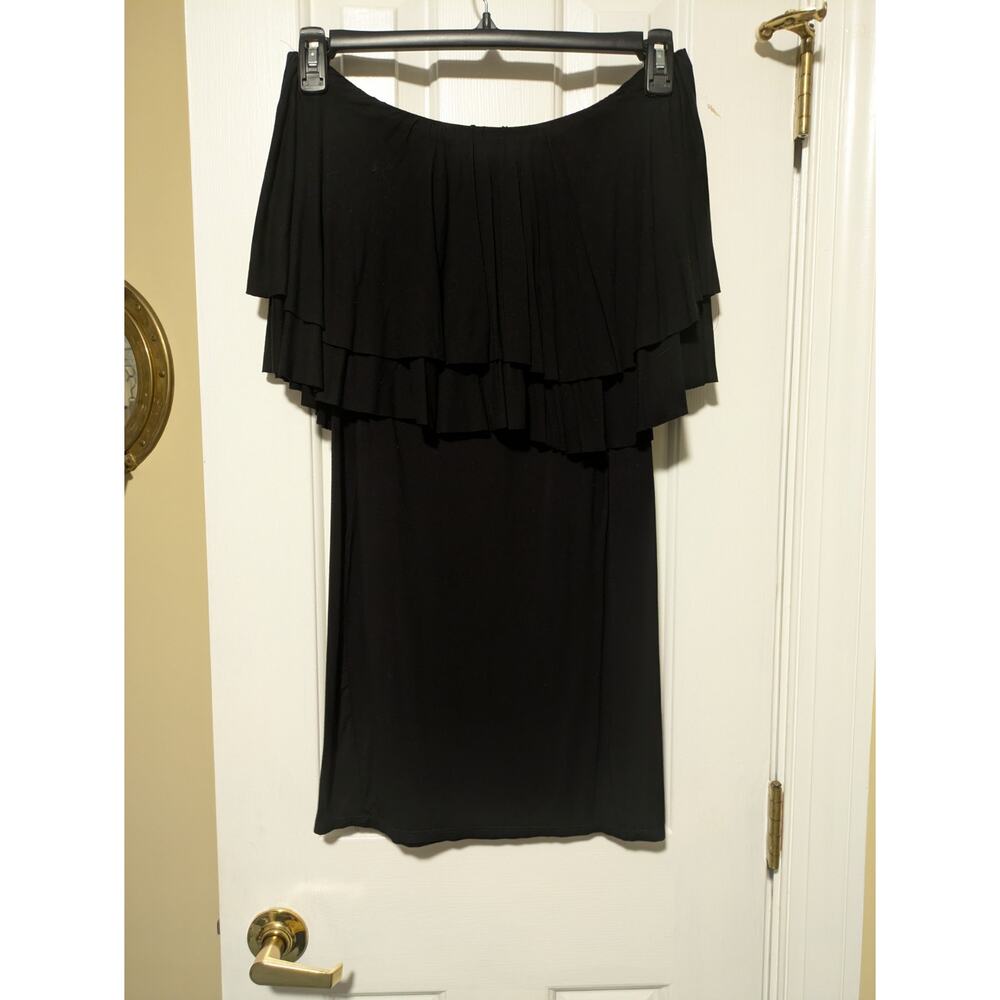 Daisies - Black Strapless Ruffle Tiered Mini Dress - Sz L - EUC